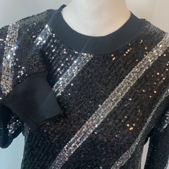 AllSaints Juela Bowi Black and Silver Long Sleeve Sequined Mini Dress- NWOT - Picture 11 of 16